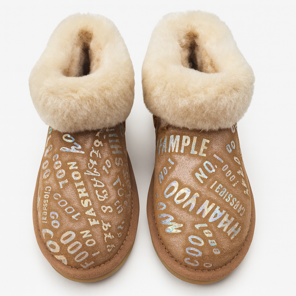 Womens Australian Sheepskin Wool Fur Mini UGG Ankle Boots in Metallic Chestnut - 6