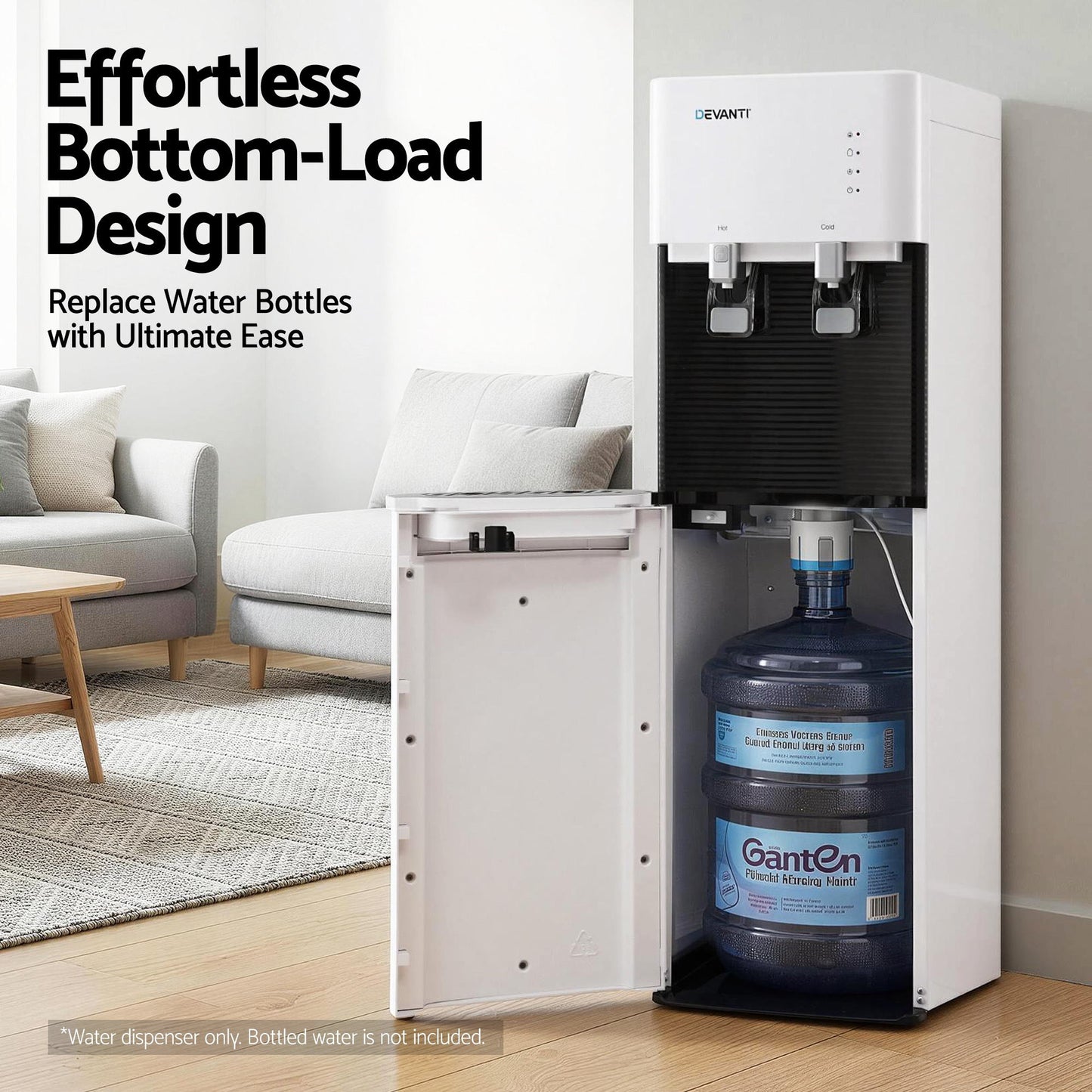 Devanti 2 Taps Water Cooler Dispenser Bottom Loading Dispenser Chiller Filter Purifier