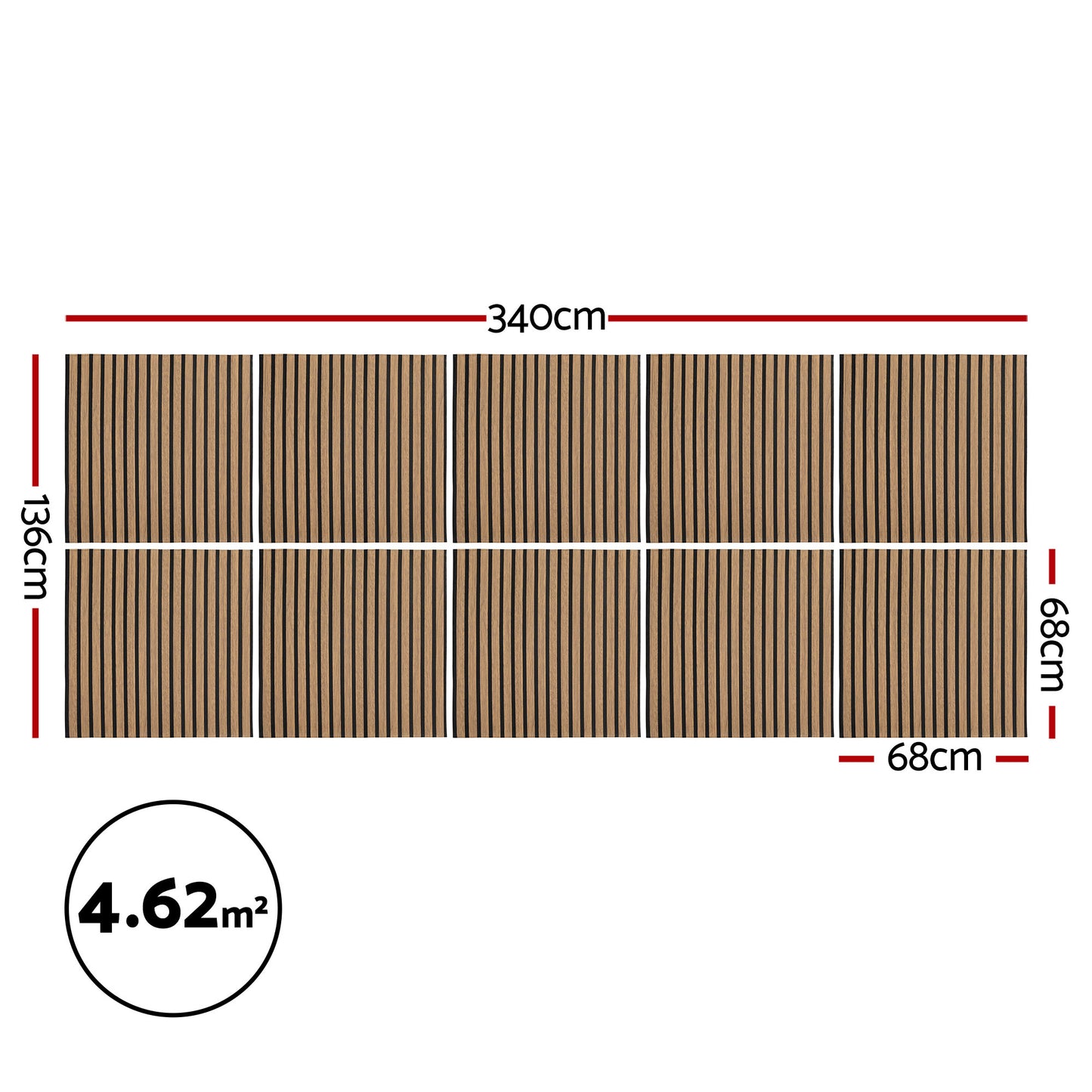 Artiss 10PCS Peel and Stick Wall Panels Tiles 68X68CM Self Adhesive for Home Office Studio Brown