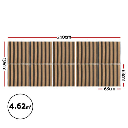 Artiss 10PCS Peel and Stick Wall Panels Tiles 68X68CM Self Adhesive for Home Office Studio Brown